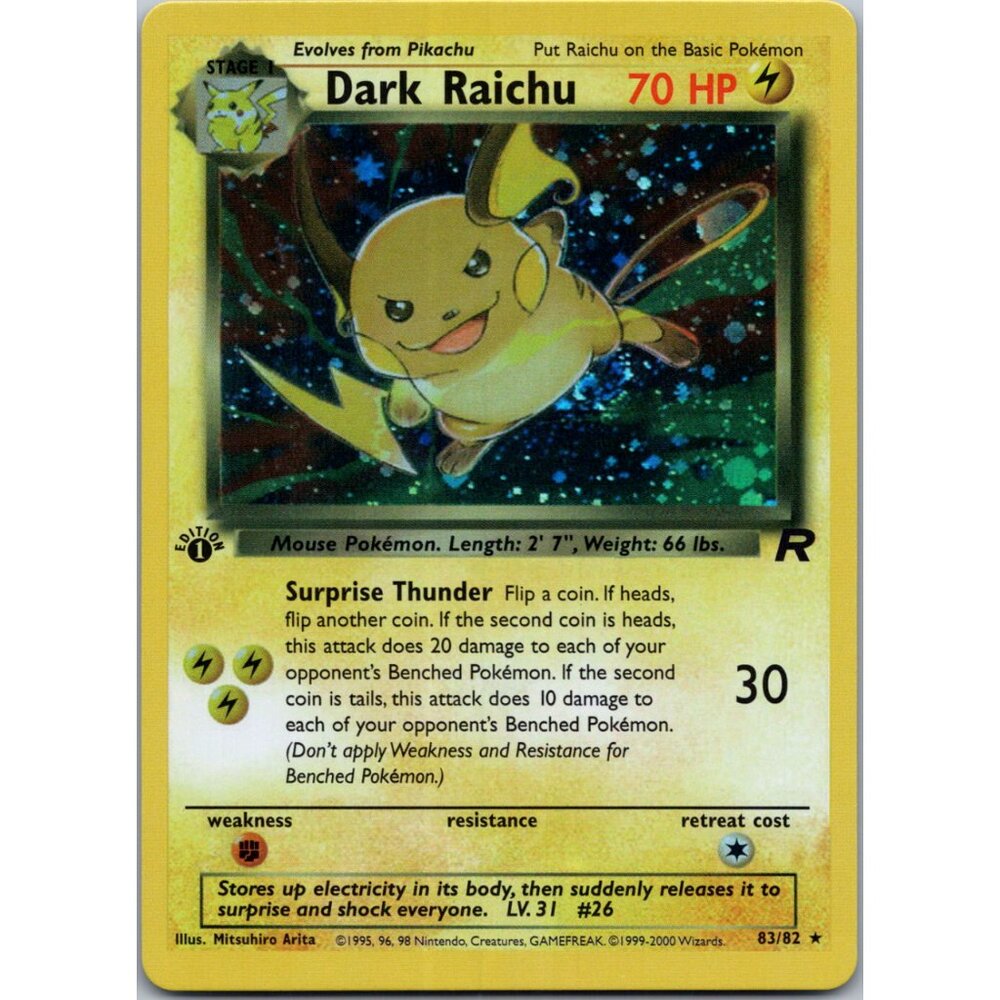 Dark Raichu Rocket 1st Edition "Reprinted"